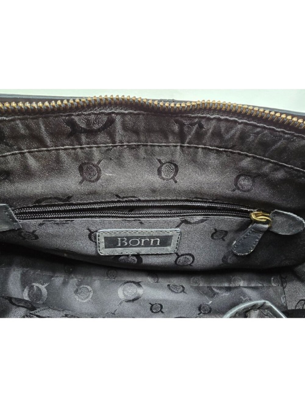 Born Black Leather Handbag With Double Handles & Zipper Closure - Picture 4 of 13